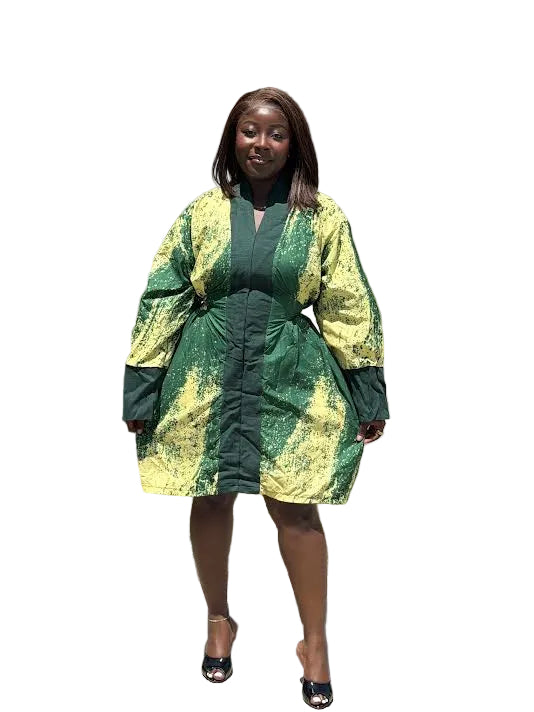 ASEZA ANKARA + ASO OKE BELTED DRESS