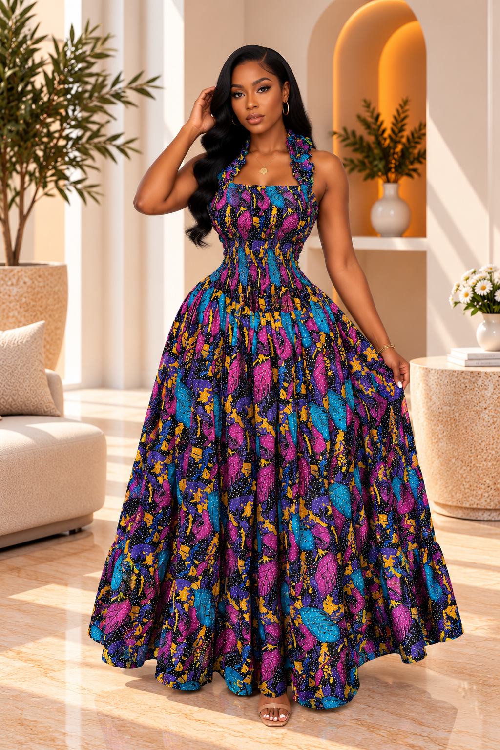 DUCHESS HALTER MAXI DRESS