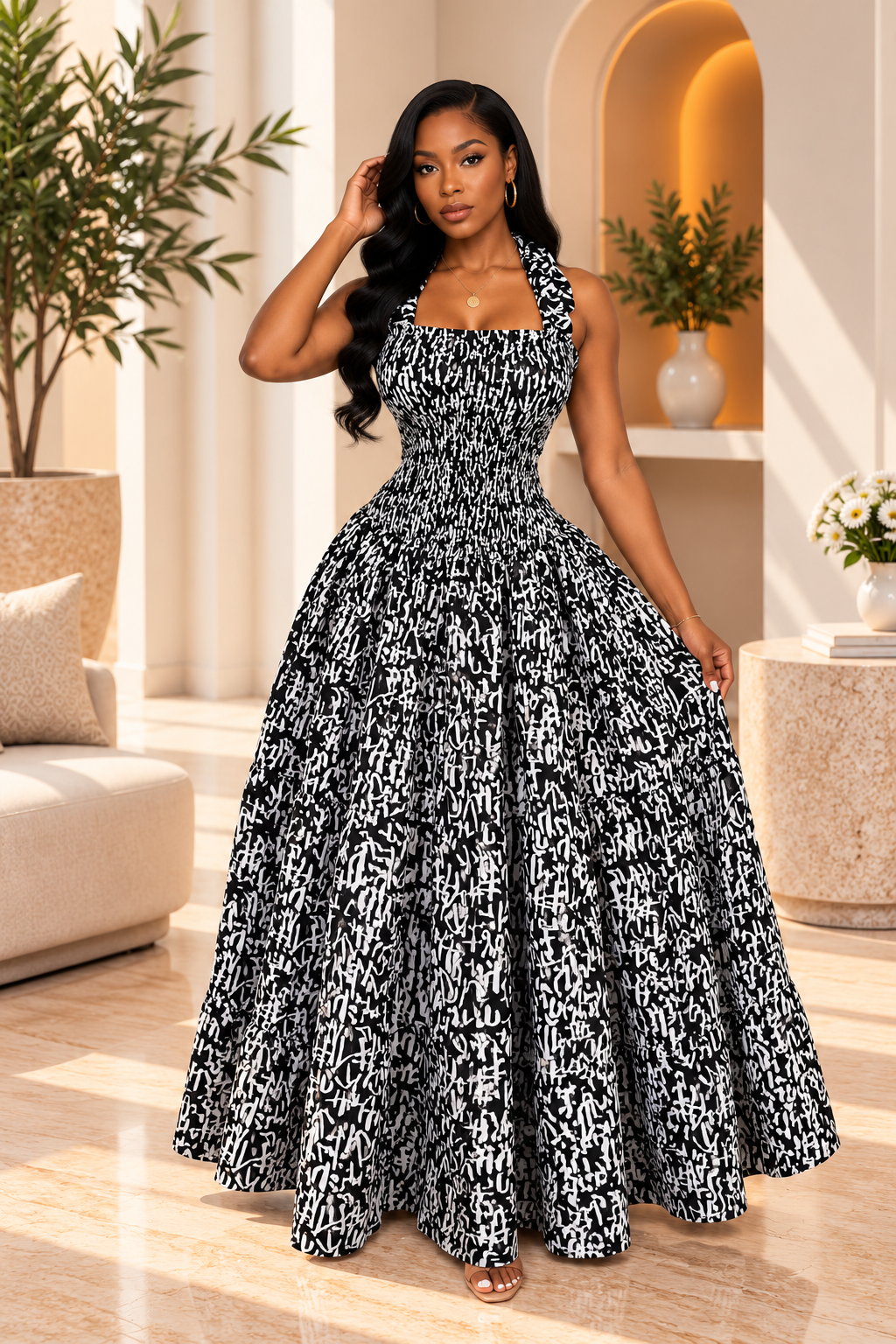 DUCHESS HALTER MAXI DRESS