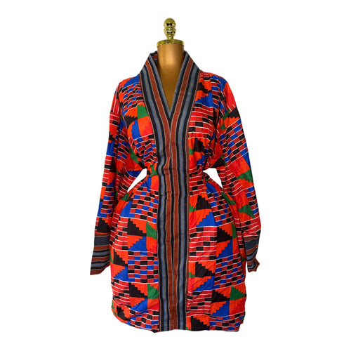 ASEZA ANKARA + ASO OKE BELTED DRESS