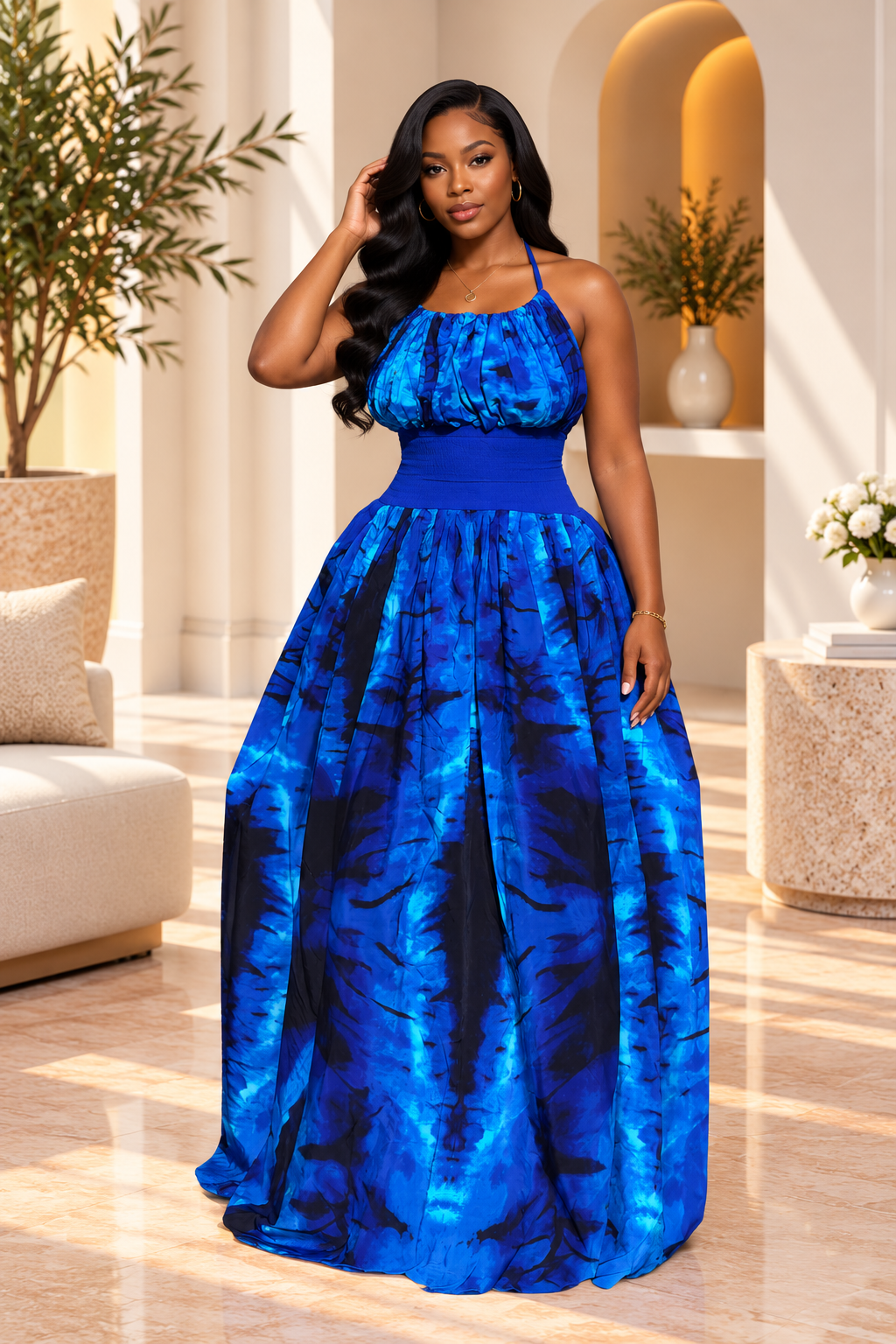 OHEMAA MAXI HALTER DRESS