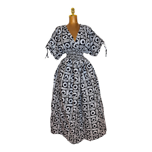 ADA V NECK SMOCKED DRESS