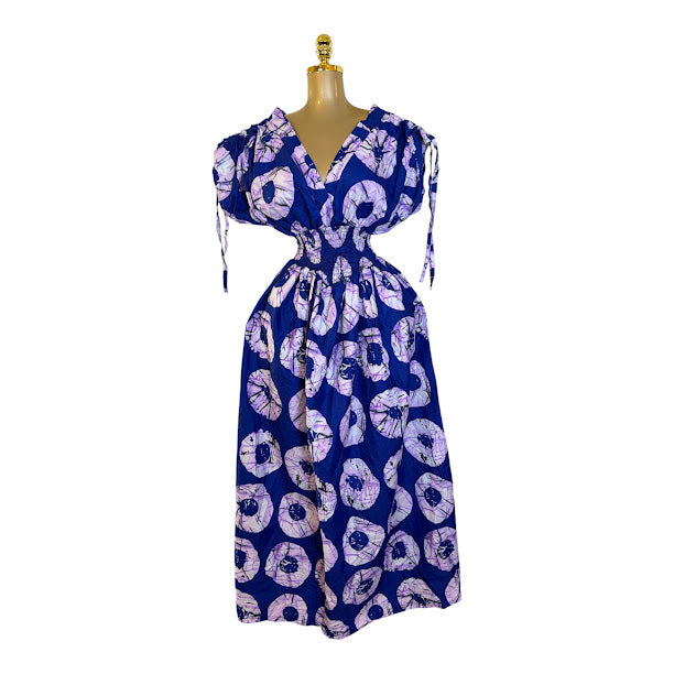 ADA V NECK SMOCKED DRESS