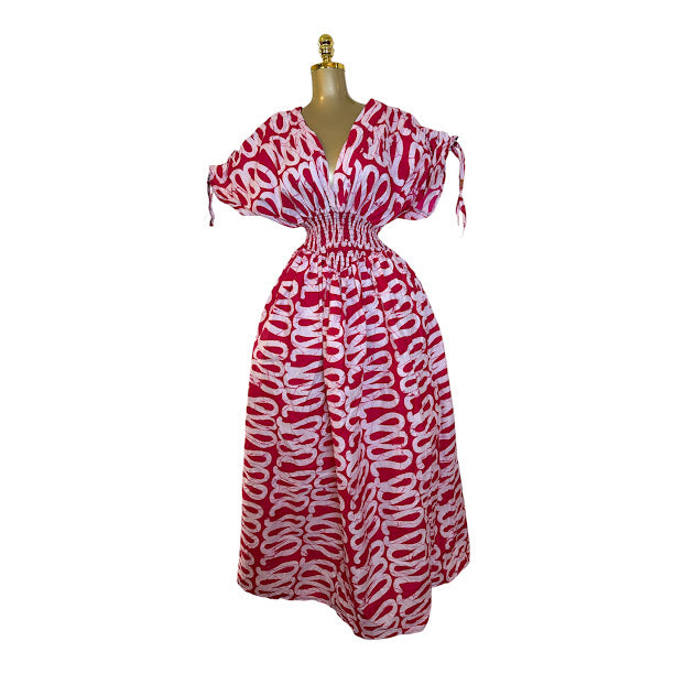 ADA V NECK SMOCKED DRESS