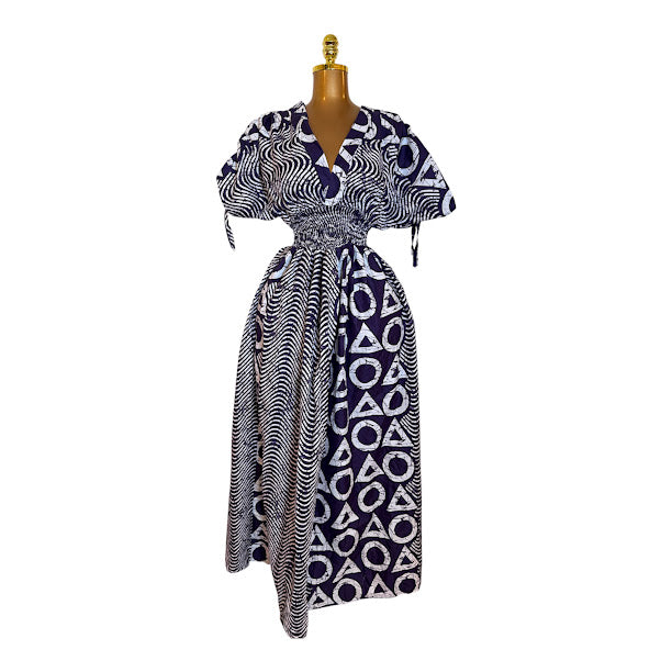 ADA V NECK SMOCKED DRESS